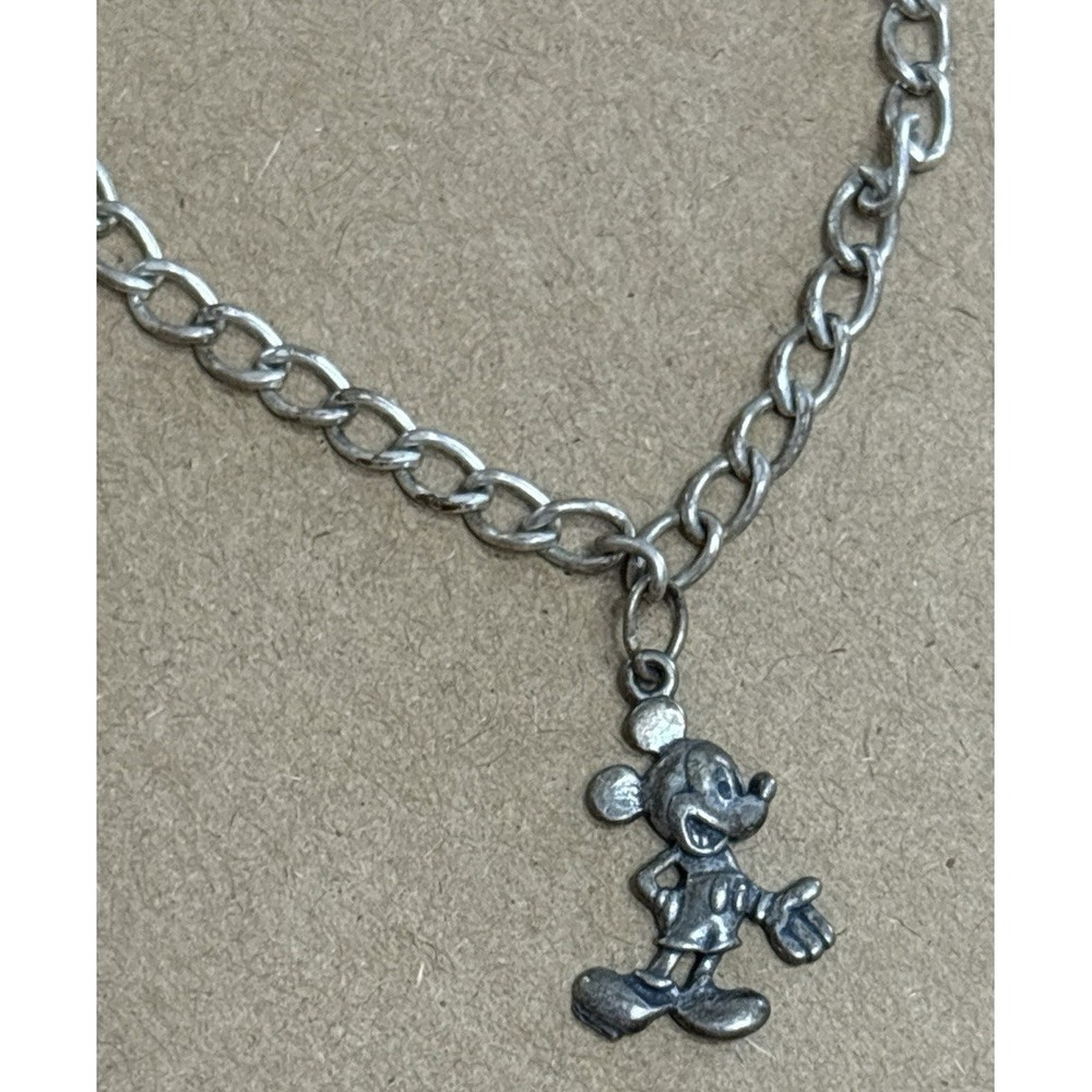 Vintage 90s Disney Mickey Mouse Charm Bracelet © Disney VD Maker Mark Silver Ton